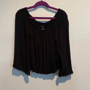 Forever 21 Black Elastic Waste Top Sz Small